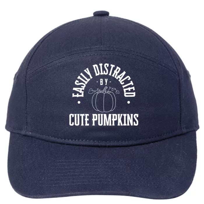 Funny Easily Distracted By Cute Pumpkins Fall Halloween 7-Panel Snapback Hat