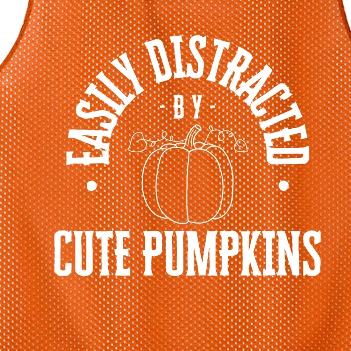 Funny Easily Distracted By Cute Pumpkins Fall Halloween Mesh Reversible Basketball Jersey Tank