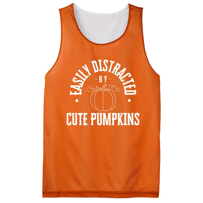 Funny Easily Distracted By Cute Pumpkins Fall Halloween Mesh Reversible Basketball Jersey Tank