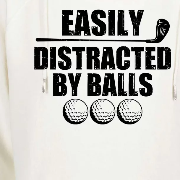 Funny Easily Distracted By Balls Golfing Fan Womens Funnel Neck Pullover Hood