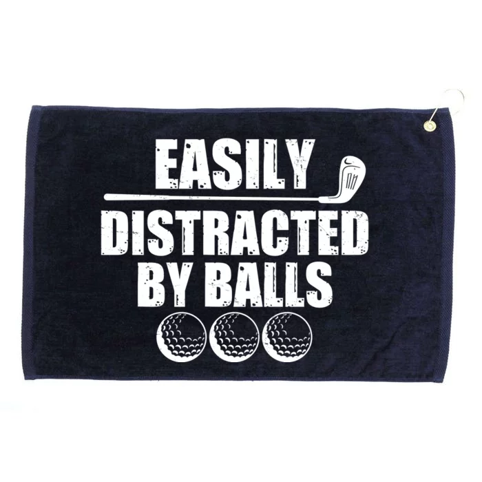 Funny Easily Distracted By Balls Golfing Fan Grommeted Golf Towel