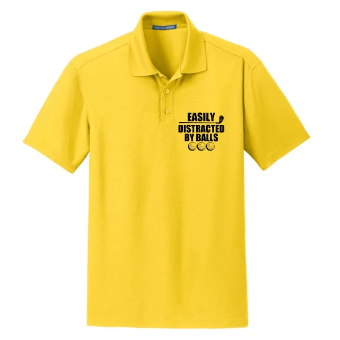 Funny Easily Distracted By Balls Golfing Fan Dry Zone Grid Performance Polo