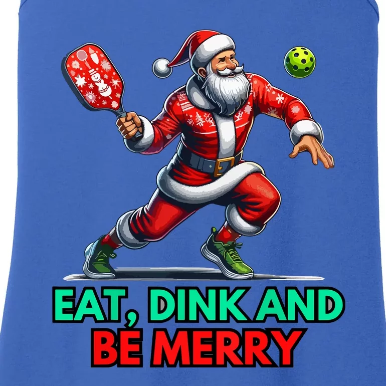 Funny Eat Dink Be Merry Santa Claus Pickleball Christmas Gift For Xmas Ladies Essential Tank