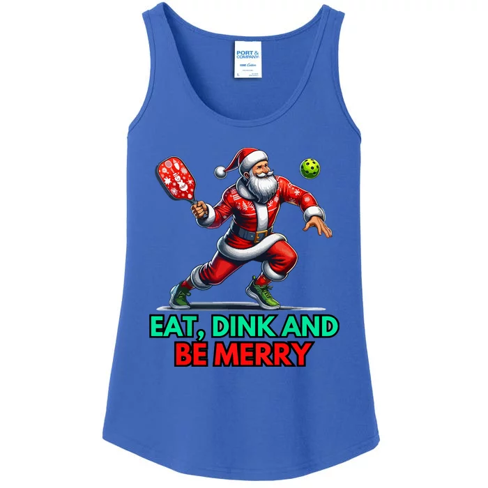 Funny Eat Dink Be Merry Santa Claus Pickleball Christmas Gift For Xmas Ladies Essential Tank