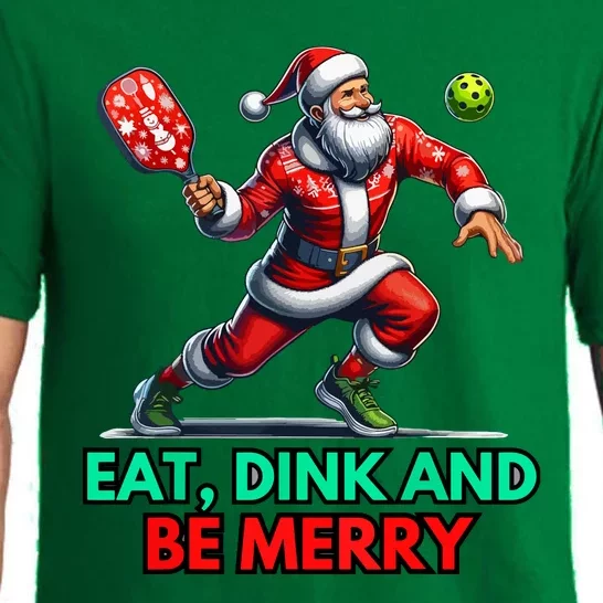 Funny Eat Dink Be Merry Santa Claus Pickleball Christmas Gift For Xmas Pajama Set