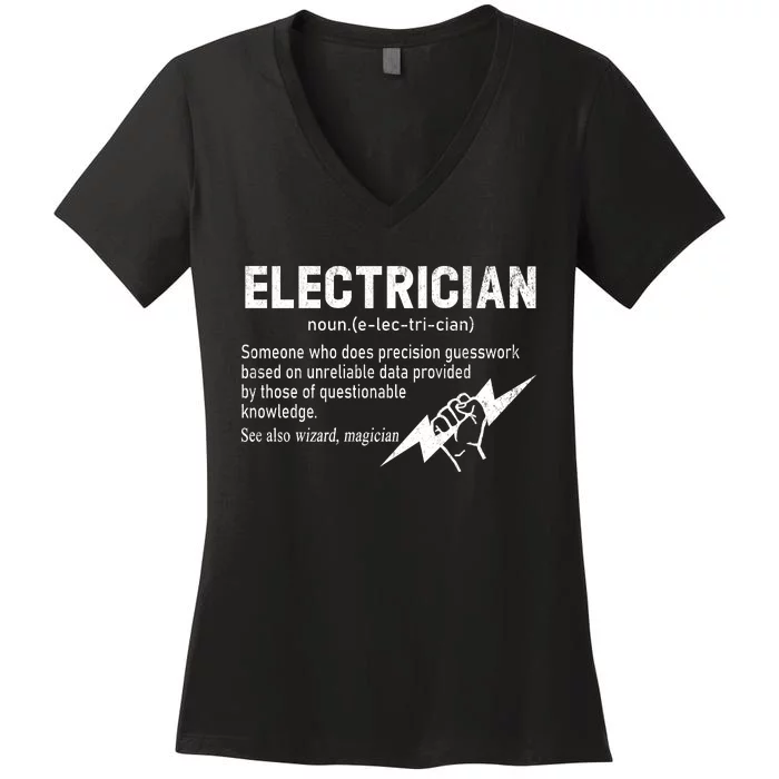 Funny Electrician Definition Gift Graduation Graduate Women's V-Neck T-Shirt