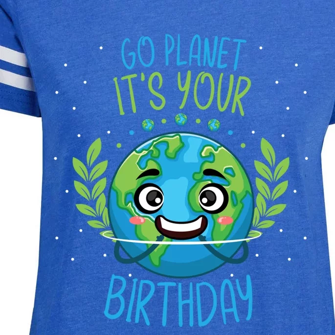 Funny Earth Day Planet Birthday Green Blue World Gift Enza Ladies Jersey Football T-Shirt