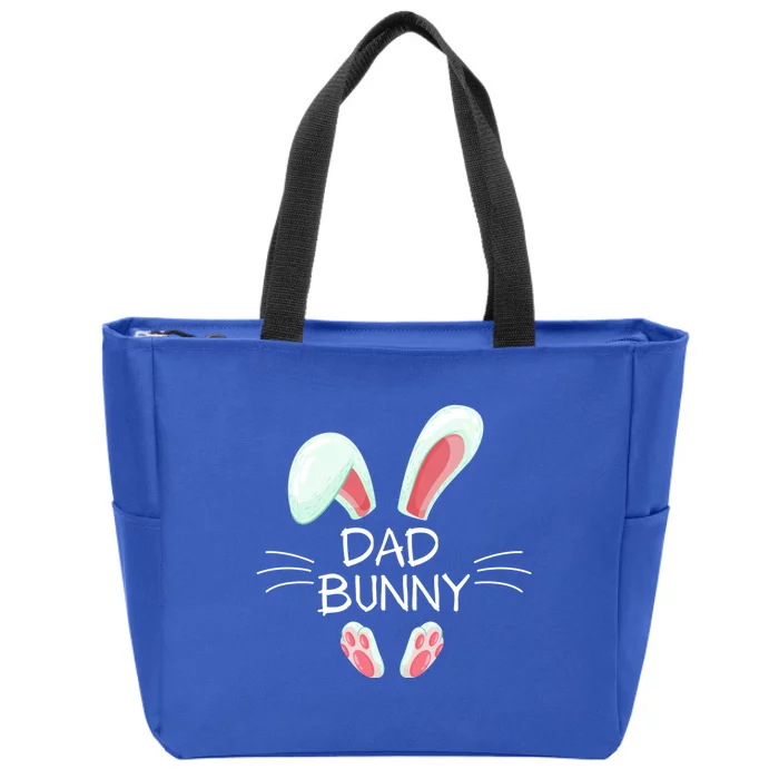 Funny Easter Day Costume Matching Cute Dad Bunny Graphic Gift Zip Tote Bag