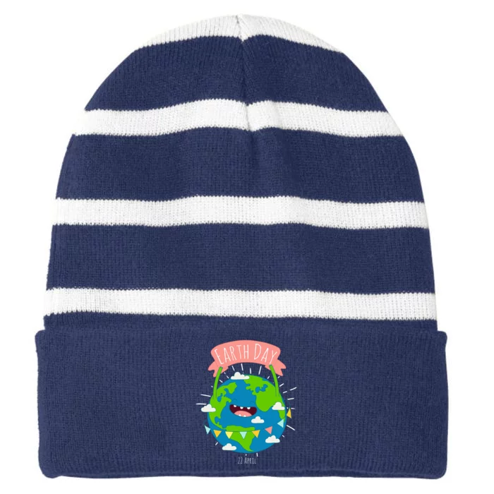 Funny Earth Day April 22 Striped Beanie with Solid Band