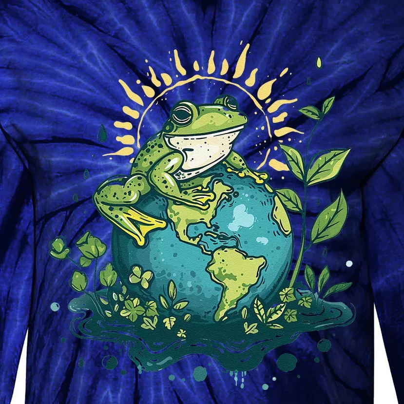 Frog Earth Day Frog Earth Day Green Themed Tie-Dye Long Sleeve Shirt