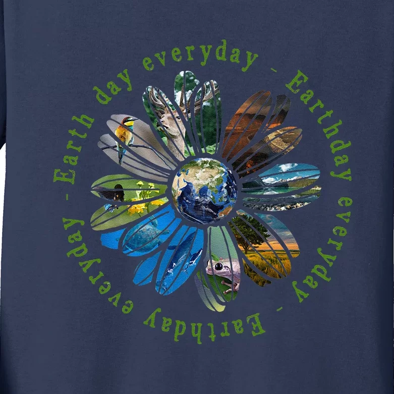 Funny Earth Day Everyday Sunflower Earth Animal Lovers Kids Long Sleeve Shirt