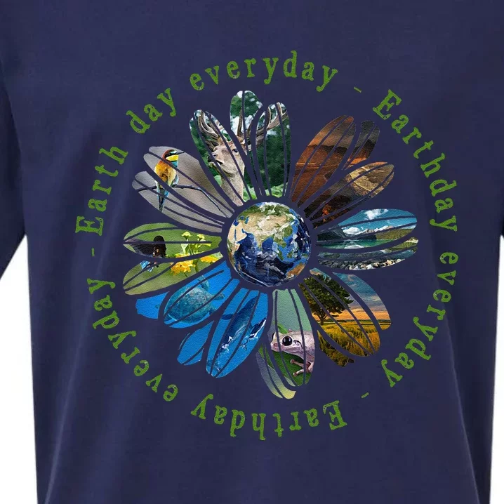 Funny Earth Day Everyday Sunflower Earth Animal Lovers Sueded Cloud Jersey T-Shirt