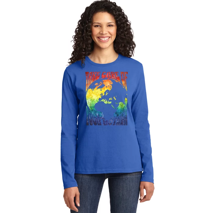 Fun Earth Day Mother's Day Respect The Earth And Your Mother Great Gift Ladies Long Sleeve Shirt