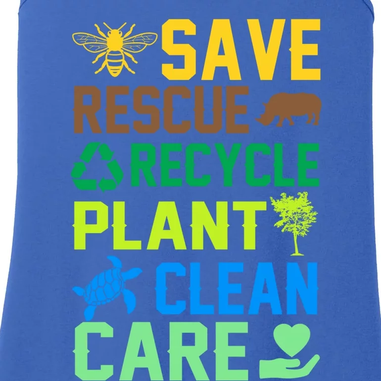 Funny Earth Day Save Rescue Recycle Plant Clean Care Gift Ladies Essential Tank