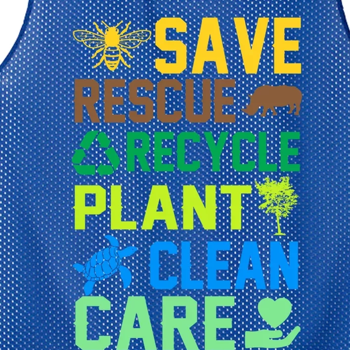 Funny Earth Day Save Rescue Recycle Plant Clean Care Gift Mesh Reversible Basketball Jersey Tank