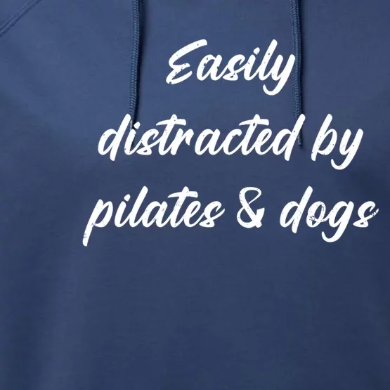 Funny Easily Distracted By Pilates And Dogs Owners Lovers Great Gift Performance Fleece Hoodie