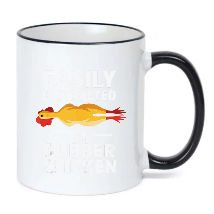 Funny Easily Distracted Rubber Chicken Lover Black Color Changing Mug