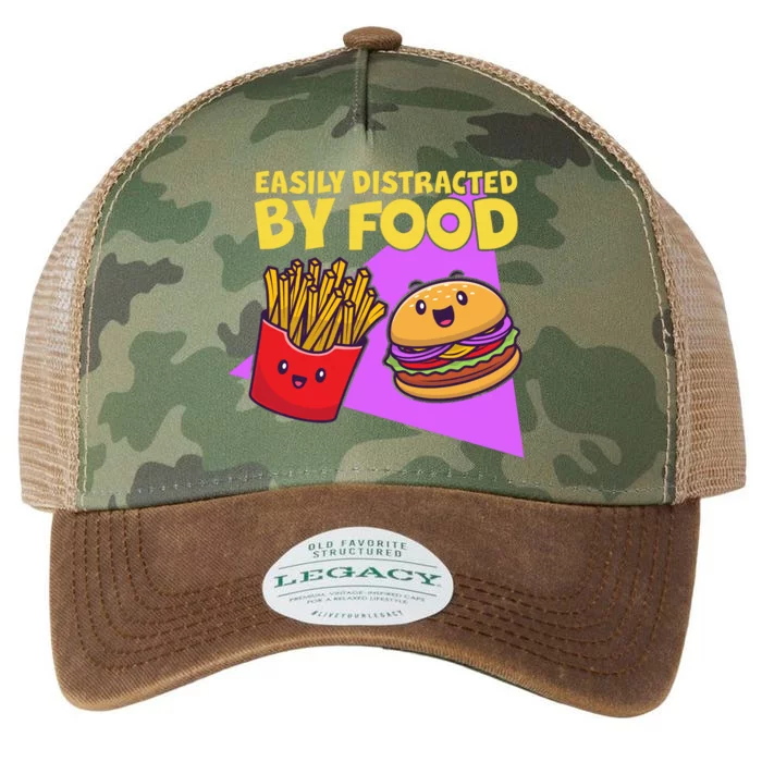 Funny Easily DIstracted By Food Cute Burger and Fries Legacy Tie Dye Trucker Hat