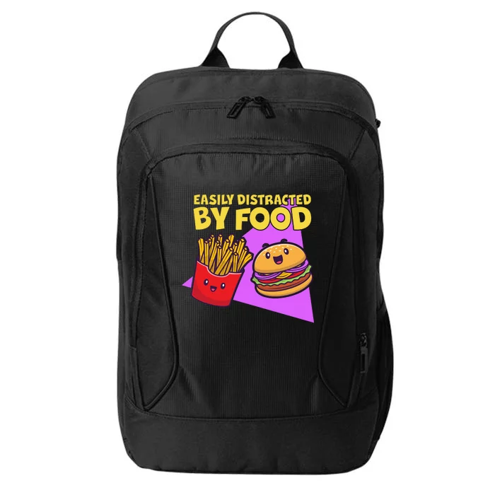 Funny Easily DIstracted By Food Cute Burger and Fries City Backpack