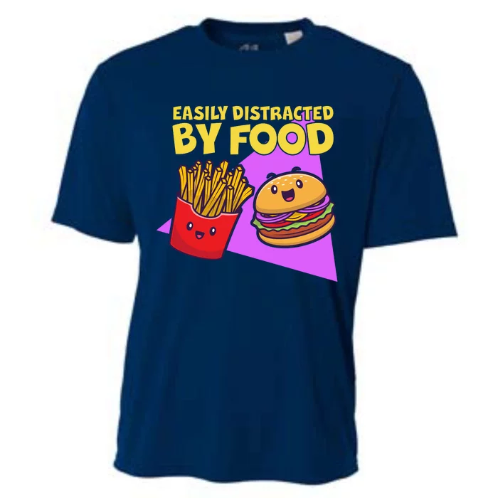 Funny Easily DIstracted By Food Cute Burger and Fries Cooling Performance Crew T-Shirt