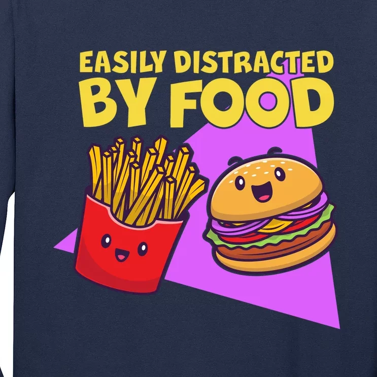 Funny Easily DIstracted By Food Cute Burger and Fries Long Sleeve Shirt