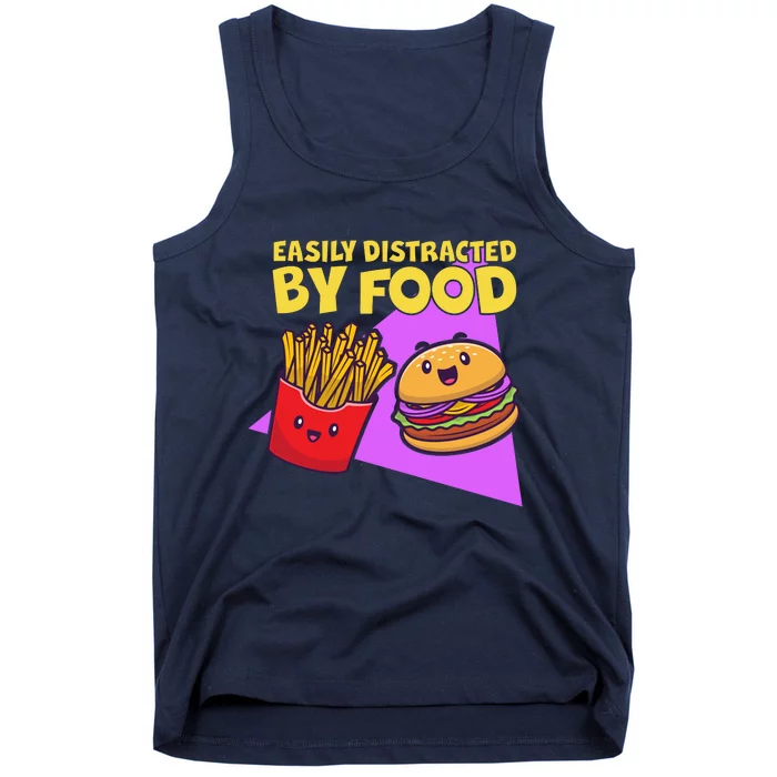 Funny Easily DIstracted By Food Cute Burger and Fries Tank Top