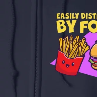 Funny Easily DIstracted By Food Cute Burger and Fries Full Zip Hoodie