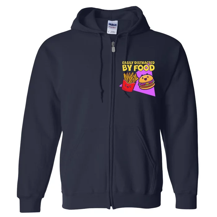 Funny Easily DIstracted By Food Cute Burger and Fries Full Zip Hoodie