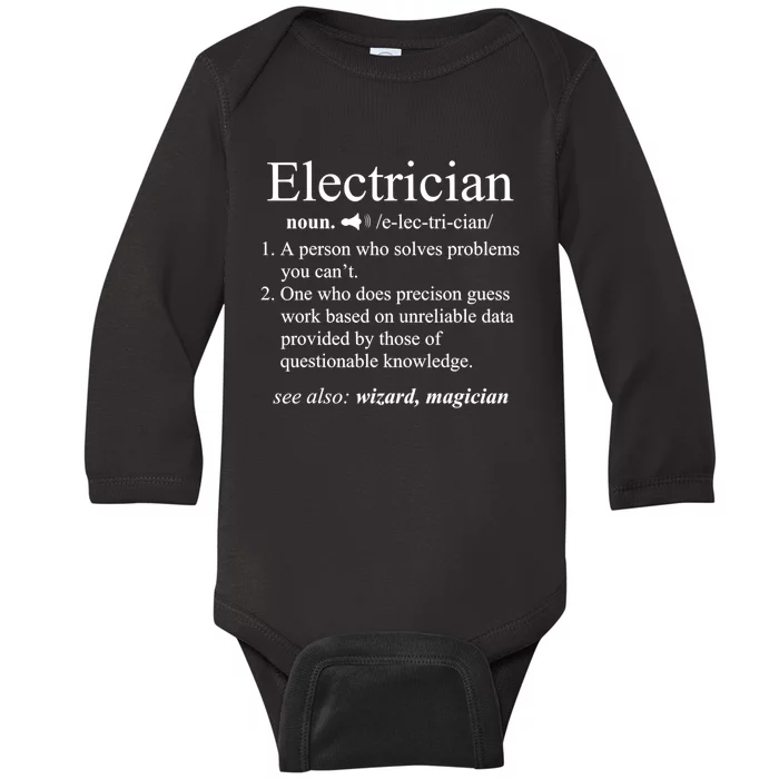 Funny Electrician Definition Shirt Electrical Engineer Gift Baby Long Sleeve Bodysuit