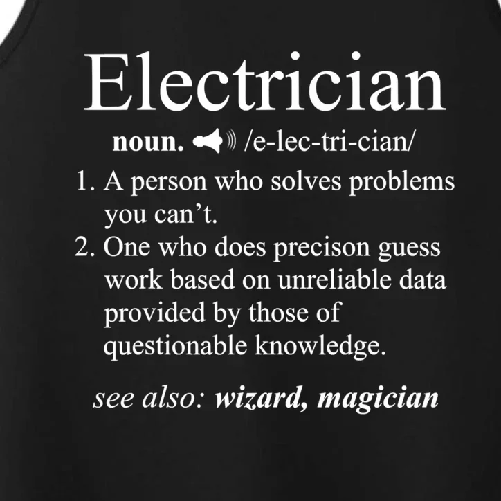 Funny Electrician Definition Shirt Electrical Engineer Gift Performance Tank