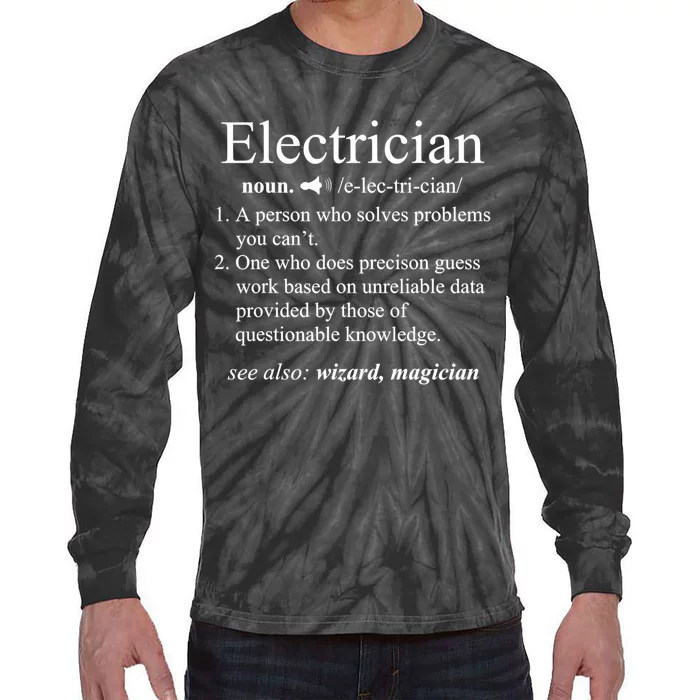 Funny Electrician Definition Shirt Electrical Engineer Gift Tie-Dye Long Sleeve Shirt