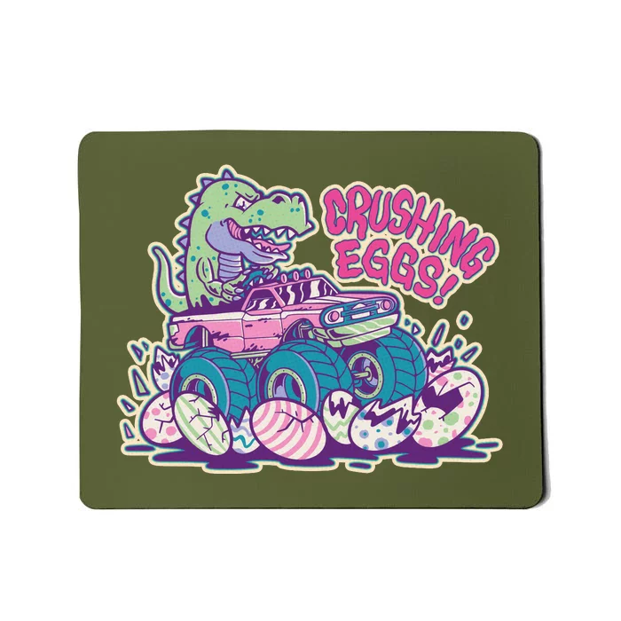 Funny Easter Dinosaur Monster Truck Crushing Eggs Mousepad