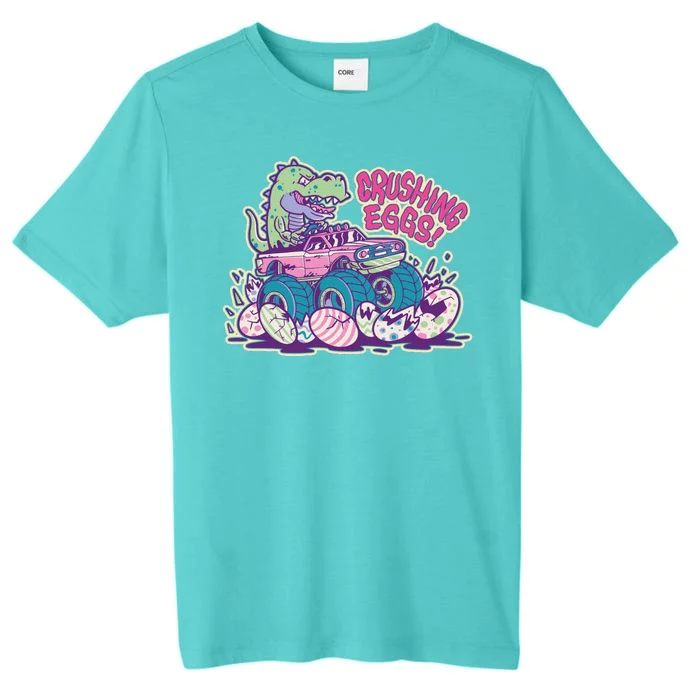 Funny Easter Dinosaur Monster Truck Crushing Eggs ChromaSoft Performance T-Shirt