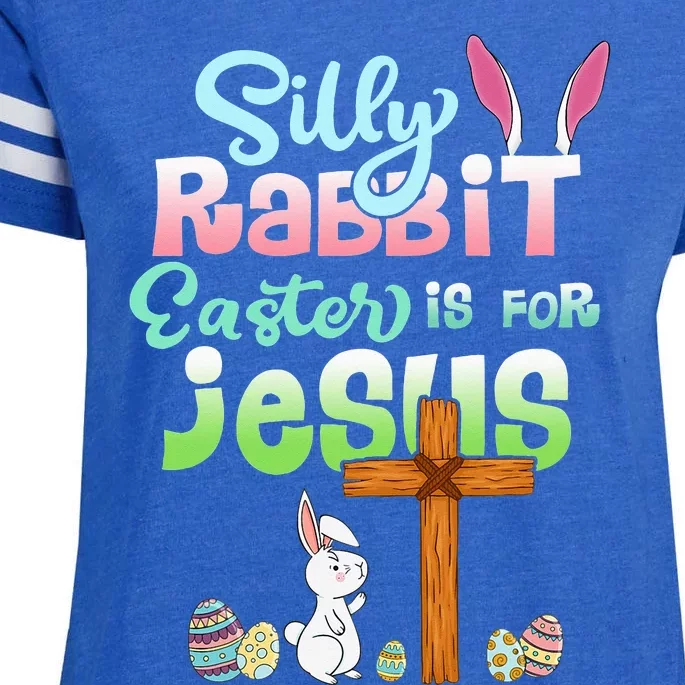 Funny Easter Day Silly Rabbit Easter Is For Jesus Christians Enza Ladies Jersey Football T-Shirt