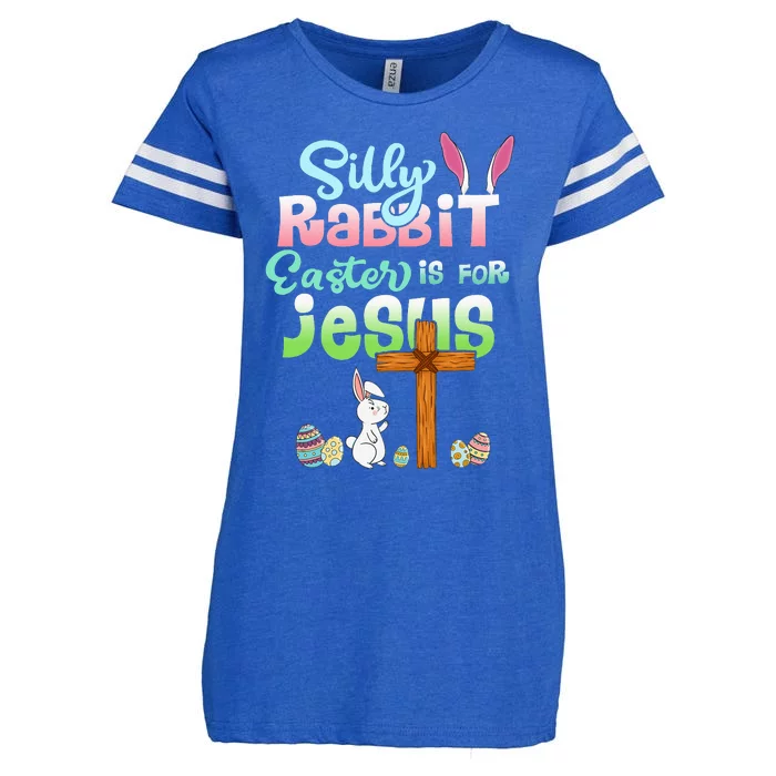 Funny Easter Day Silly Rabbit Easter Is For Jesus Christians Enza Ladies Jersey Football T-Shirt