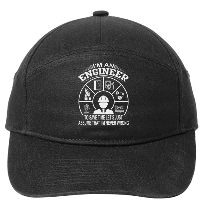 Funny Engineer Dad Save Time Design 7-Panel Snapback Hat