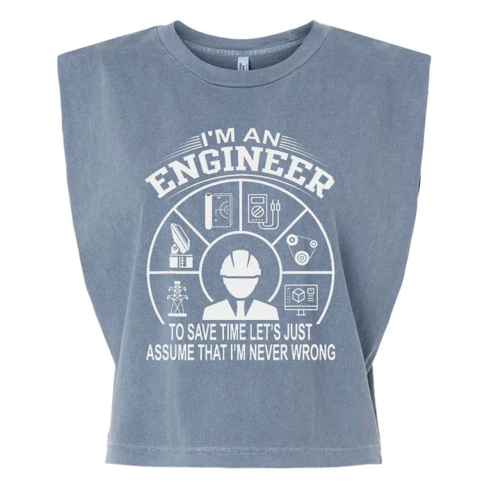 Funny Engineer Dad Save Time Design Garment-Dyed Women's Muscle Tee