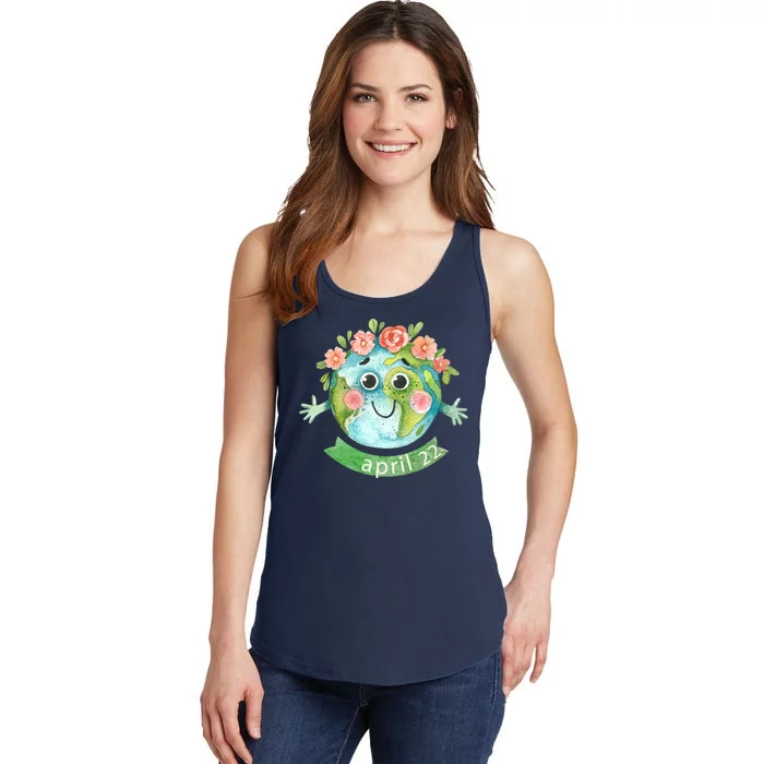 Floral Earth Day April Ladies Essential Tank