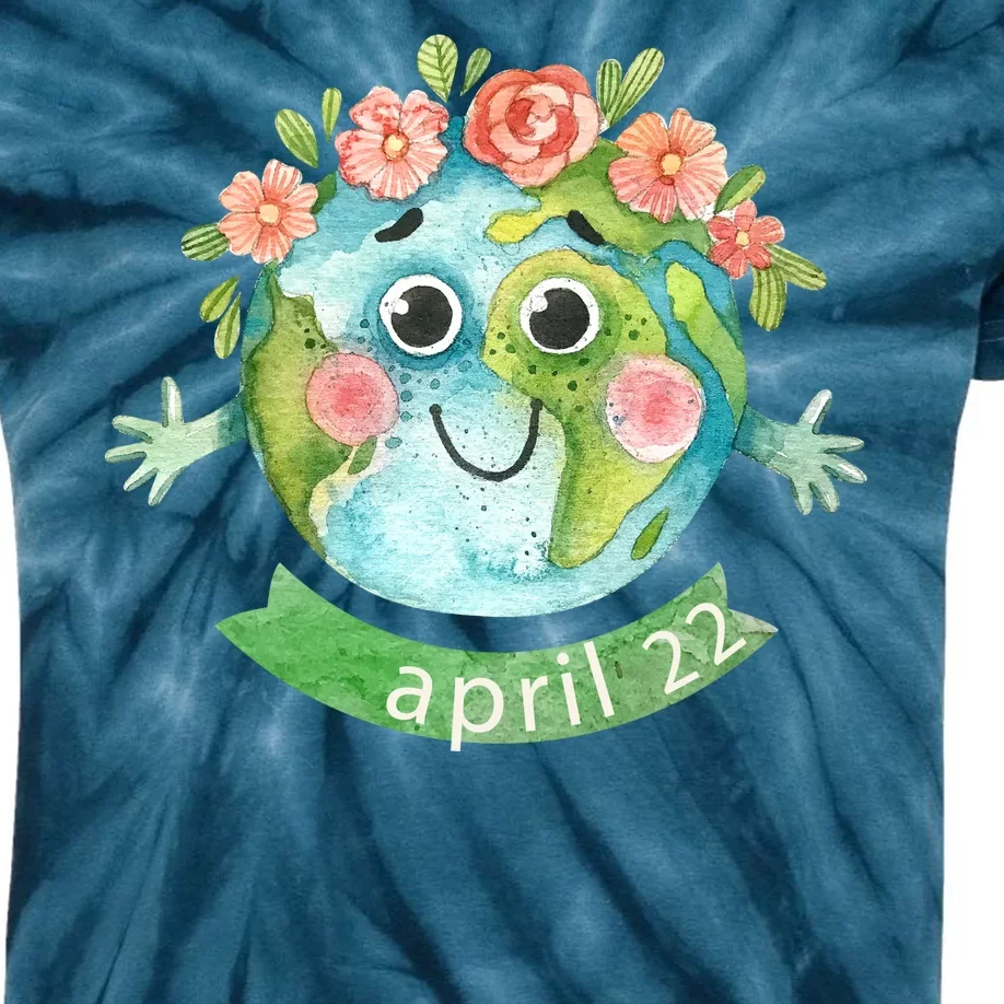 Floral Earth Day April Kids Tie-Dye T-Shirt