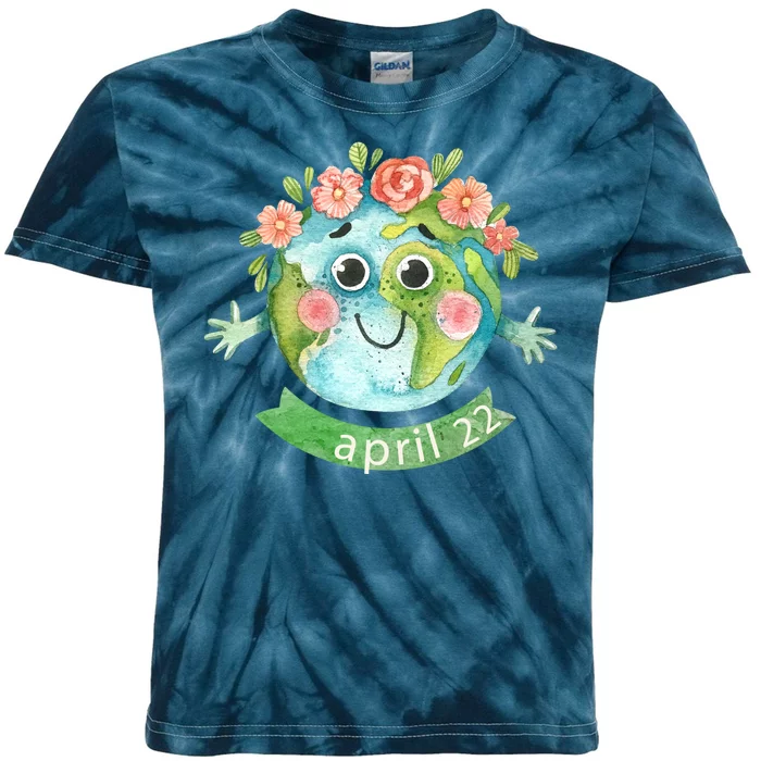 Floral Earth Day April Kids Tie-Dye T-Shirt