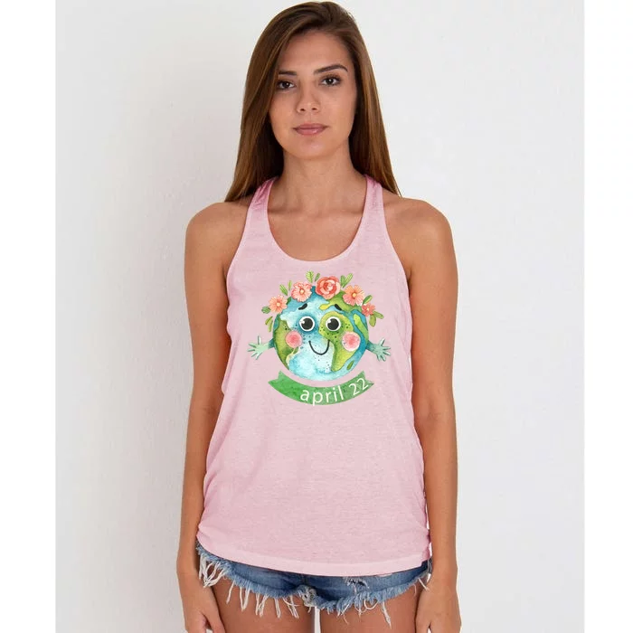 Floral Earth Day April Women's Knotted Racerback Tank