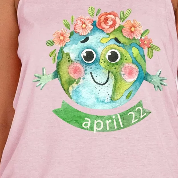 Floral Earth Day April Women's Knotted Racerback Tank