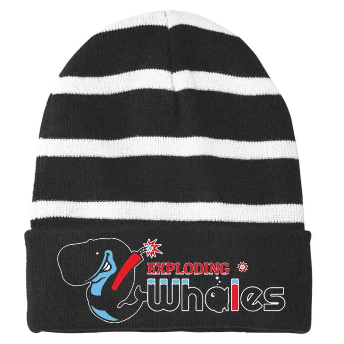 Funny Eugene Emeralds Exploding Whales Striped Beanie with Solid Band