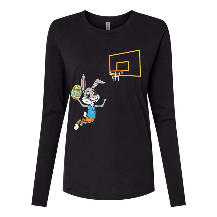 Funny Easter Egg Bunny Dunk Basketball Game Easter Womens Cotton Relaxed Long Sleeve T-Shirt