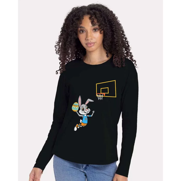 Funny Easter Egg Bunny Dunk Basketball Game Easter Womens Cotton Relaxed Long Sleeve T-Shirt