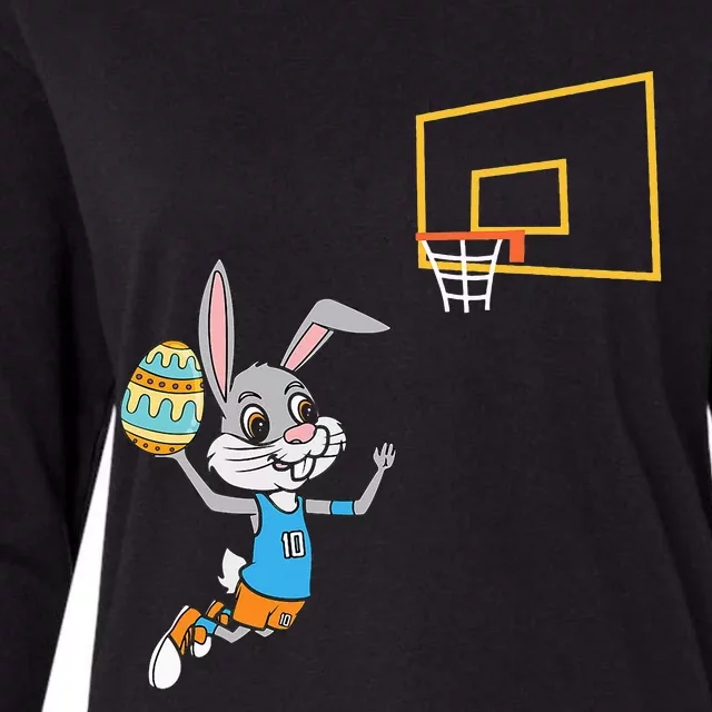 Funny Easter Egg Bunny Dunk Basketball Game Easter Womens Cotton Relaxed Long Sleeve T-Shirt