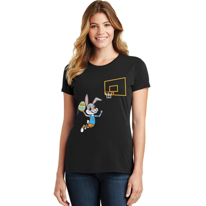 Funny Easter Egg Bunny Dunk Basketball Game Easter Women's T-Shirt