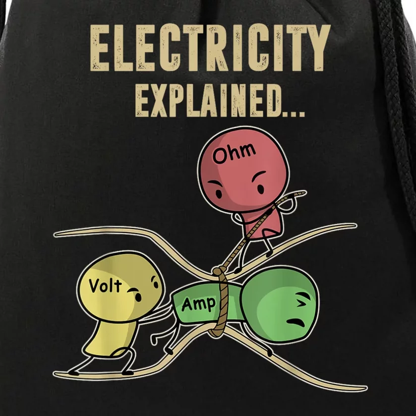 Funny Electricity Explained Ohm Law Graphics Design Gift Drawstring Bag