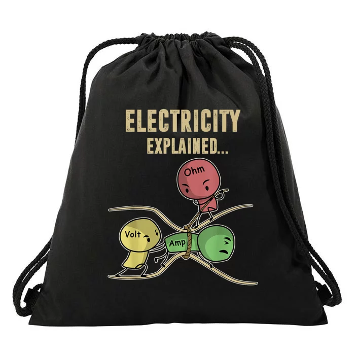 Funny Electricity Explained Ohm Law Graphics Design Gift Drawstring Bag