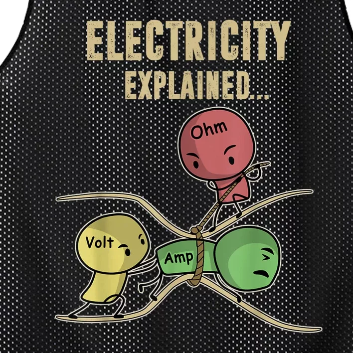 Funny Electricity Explained Ohm Law Graphics Design Gift Mesh Reversible Basketball Jersey Tank